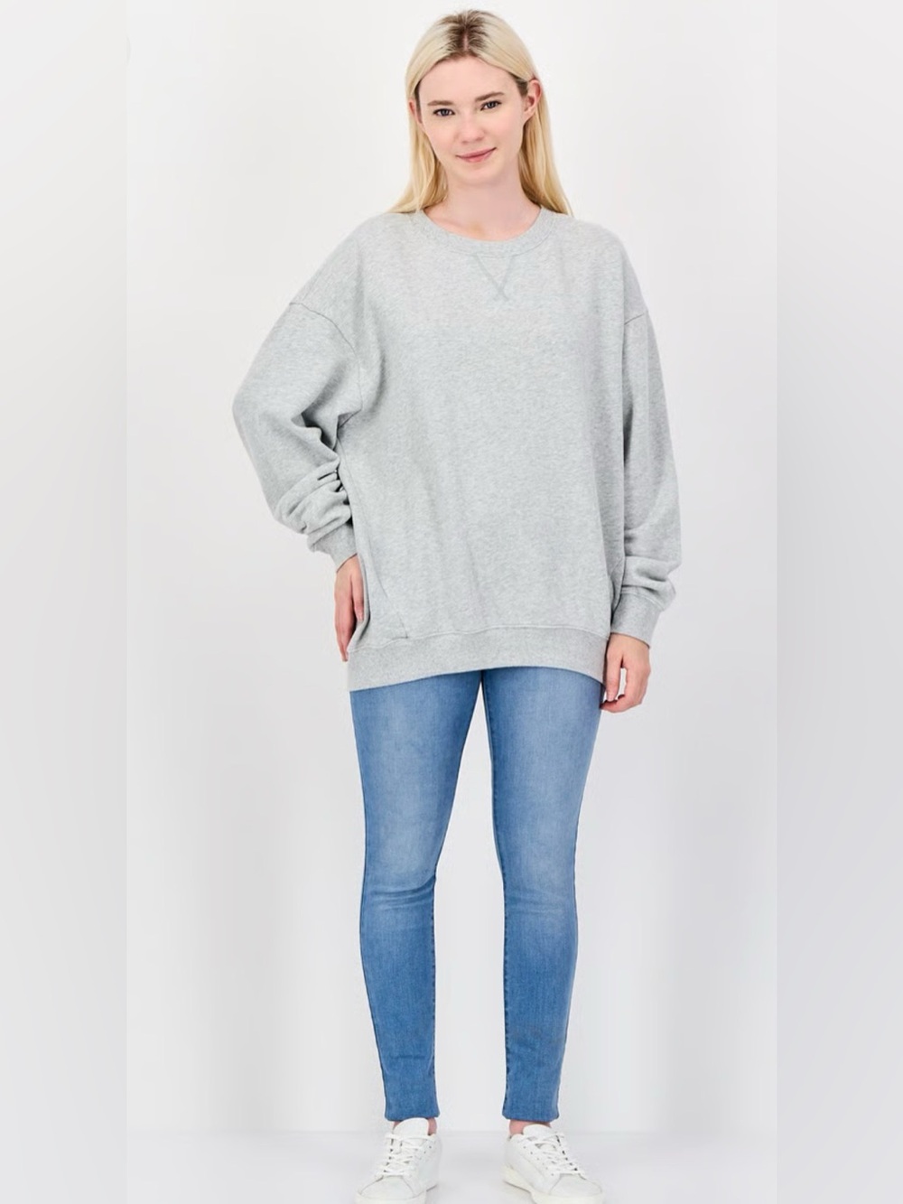 Aerie Grey Oversized Crewneck Sweater